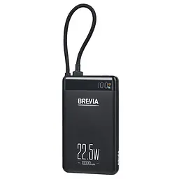 Повербанк (Power Bank) Brevia ePower 10000mAh 22,5W SuperSlim LCD чорний металік + кабель(45550SMB)