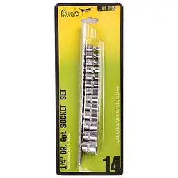 Набір головок Alloid 1/4" на планці (4, 4.5, 5, 5.5, 6, 7, 8, 9, 10, 11, 12, 13, 14 мм) 14 шт (НГП-2014) - мініатюра 2