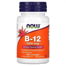 Кобаламин (B-12) B-12 1000 mcg 100 жевательных таблеток NOW vit0005750
