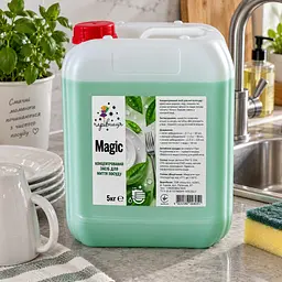 Засіб для миття посуду Чарівниця Magic "Яблуко" концентрований - рідкий гель для посуду - ефективне очищення та блиск 5 кг