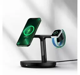 Бездротовий зарядний пристрій Baseus Swan 3-in-1 Wireless Magnetic Charging Bracket 20W WXTE000101 Black - мініатюра 7