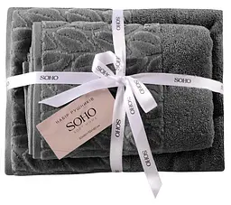 Набір рушників 50х90+70х140 см Leaves Dark Gray SOHO pbe0052246 - мініатюра 2