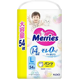 Підгузки-трусики Merries L 9-14 кг 54 шт.