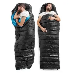 Спальник Naturehike CW400 L (NH18C400-D) з натуральним пухом чорно-блакитний - мініатюра 3