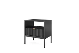 Тумба приліжкова Perfect Home Нова / Nova з 1 шухлядою і чорними ніжками S54 Чорний (PFH-091251) - мініатюра 4