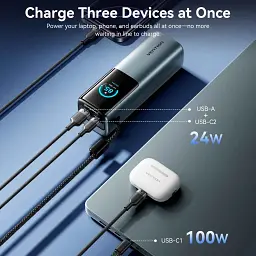 Батарея універсальна Vention 27000 mAh 200W Gray TFT Display Type (FKGH0) - мініатюра 9