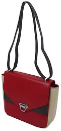 Невелика жіноча шкіряна сумка Giorgio Ferretti 35553SD04 Червона з бежевим - мініатюра 4