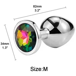 Анальна пробка Passion Rainbow сталева з кристалом розмір М 3.2x8.2 см (4821002030255) - мініатюра 2