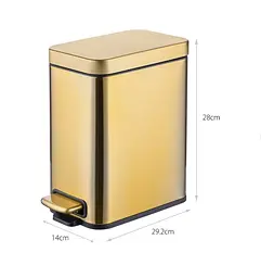 Відро для сміття Mixxus Premium Quadro-TC0105 Brushed Gold з плавним закриттям, прямокутне 5 л золотий (MI8394) - мініатюра 9