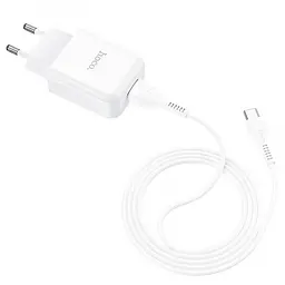 Мережевий зарядний пристрій Hoco N2 Vigour з 1 USB/2.1 A з гнучким кабелем Type-C Білий - мініатюра 3