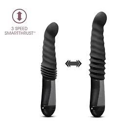 Пульсатор Blush Temptasia - Lazarus Thrusting Dildo - Black, ребристий стовбур, 3 швидкості - мініатюра 4