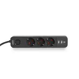 Мережевий подовжувач Videx Oncord з/з 3 п 3 м (3x1.5 мм) 2.4А 2USB+USB-C з кнопкою чорний (VF-PD33G2U1C-B) - мініатюра 2