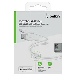Кабель Belkin USB-A > Lightning заряджання/синхронізації 1м, силіконовий з кліпсою, білий teh0013625 - мініатюра 3