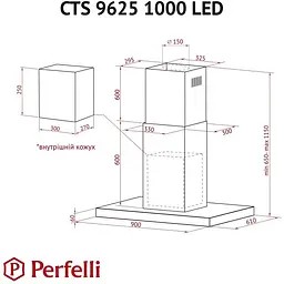 Витяжка Perfelli CTS 9625 I 1000 LED - мініатюра 12