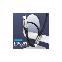 Дата кабель USB-C to USB-C 2.0m aluminum gray Vention (TADHH) - мініатюра 3