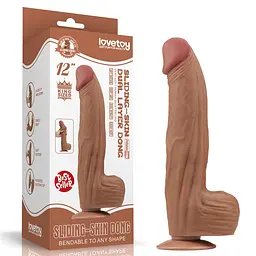 Фалоімітатор LoveToy Sliding-Skin Dual Layer Dong King Sized 31 см коричневий - мініатюра 22