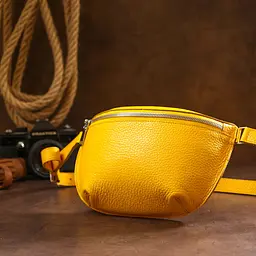 Шкіряна яскрава жіноча бананка Shvigel 16377 жовта - мініатюра 6