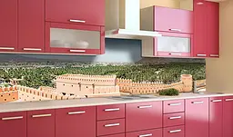 Вініловий кухонний фартух Фортеця в пустелі наклейка для кухні ПВХ Архітектура Зелений Happy Pocket Z181620 - мініатюра 2