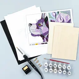 Набір для випалювання картини на дереві Rosa Start „Dog and Flower“ з фарбами в коробці - мініатюра 2