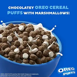 Сухий сніданок Post Oreo Puff Chocolate Breakfast Cereal 283г - мініатюра 3