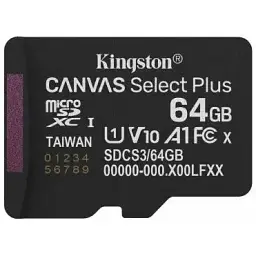 Карта пам'яті Kingston 64GB microSDXC class 10 UHS-I V10 A1 Canvas Select Plus (SDCS3/64GBSP)