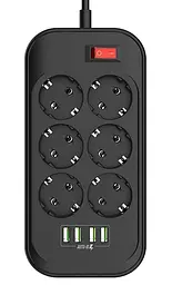 Мережевий фільтр CW-CHE64B, 6 розеток/4USB Black (CW-CHE64B)