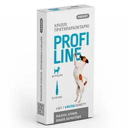 Каплі ProVET Profiline для собак до 4 кг 4 піпетки по 0.5 мл інсектоакарицид