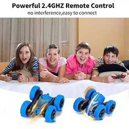 Автомобілі з дистанційним керуванням RC Stunt Car Toys для хлопчиків і дівчаток, 2.4 ГГц, двосторонні 360° Flips 4WD - мініатюра 3