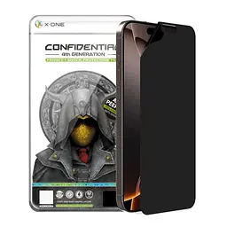 Захисна плівка iPhone 16 Pro з чорною рамкою, протиударна, антишпигун, 2.5D, Privacy, Confidential, 4th Generation, X-One