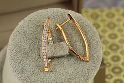 Сережки Xuping Jewelry овальні дужки 3 см золотисті - мініатюра 3