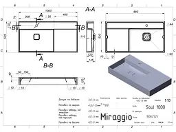 Умивальник Miraggio SOUL 1000 (8813393) Miramarble, Глянцевий, Підвісний, Білий - мініатюра 2