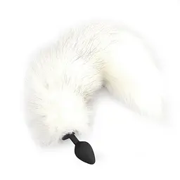 Силиконовая анальная пробка с хвостом Art of Sex White fox, M