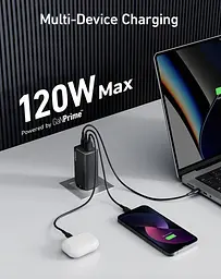 Мережевий зарядний пристрій Anker 737 GaNPrime 120W A2148 3 порти блок - мініатюра 4