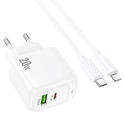 МЗП Hoco CS54A Surplus PD20W+QC3.0 (1USB-A/1C) + Type-C to Lightning White - мініатюра 3