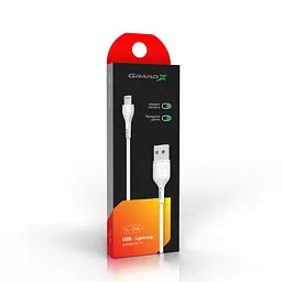 Дата кабель USB 2.0 AM to Lightning 1.0m Cu, 2.1А White Grand-X (PL01W) - мініатюра 2