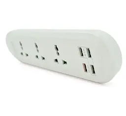 Мережевий фільтр Voltronic ТВТ16, 3 розетки + 4 USB, 2 м, перетин 3×0,75 мм, 3000 Вт, білий - мініатюра 2