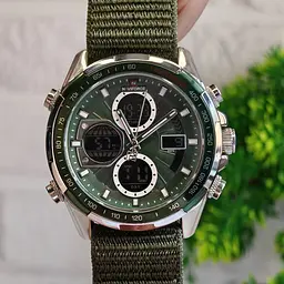 Наручний годинник чоловічий NaviForce Fly Army Hook Green 2 ремінці Сріблястий (3594) - мініатюра 7