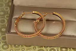 Сережки кільця Хuping Jewelry Бриз 4 см золотисті
