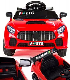 Дитячий спортивний електромобіль кабріолет зі спойлером PRIMA CAR Cabrio 6V 5A (пульт, LED-фари, музика, педаль газу), Червоний