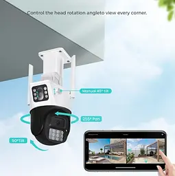 Бездротова WiFi вай фай камера вулична поворотна 2 камери 3mp+3mp IP66 повнокольорове нічне бачення UKC PTZ P12 ICSEE - мініатюра 6