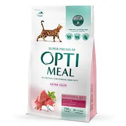 Сухий корм для котів OptiMeal Extra Taste з високим вмістом телятини 700 г B1810502