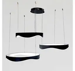 Світлодіодна люстра підвісна Artlight 2460/42+52+62BK з трьома хвилеподібними кільцями, 200W - мініатюра 5