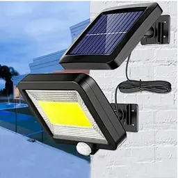Світильник вуличний LED SL-F100 на сонячній батареї, з датчиком руху та пультом, чорний - мініатюра 2