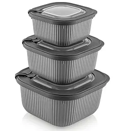 Набір контейнерів з кришками Idea Home Line Box 3 шт. 0.6/1.1/1.8 л сірий (00685 Gray)