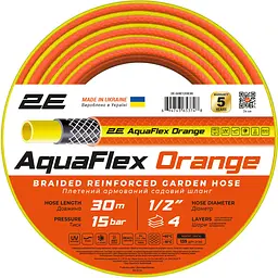 Шланг садовий 2Е AquaFlex Orange 1/2" 4 шари 30 м (2E-GHE12OE30)