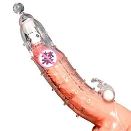 Вібруюча насадка для подовження пенісу силіконова 220 мм Crystal Skin Vibro прозора - мініатюра 2