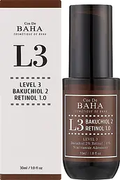 Антивікова сироватка для обличчя з ретинолом 1% та бакучіолом 2% Cos DE BAHA L3 Bakuchiol & Retinol Serum 30 мл - мініатюра 2