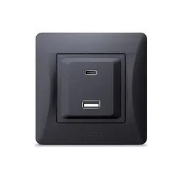 Розетка USB-A + USB-C PD20W чорний графіт VIDEX BINERA VIDEX (28200-000) - мініатюра 2