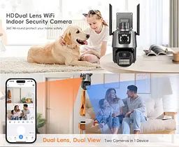 Камера відеоспостереження WiFi поворотна подвійна PIX-LINK DRW123P IP-камера з датчиком руху Black (18894) - мініатюра 4