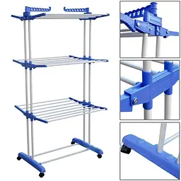 Сушарка складна для білизни GARMENT RACK Вертикальна пересувна стійка-сушарка для сушіння речей та білизни, на коліщатках - мініатюра 2
